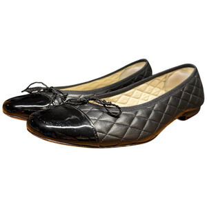 FRENCH SOLE FS/NY Passport Women's 9.5 Black Ballet Flats Leather Sole Comfort